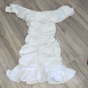 ZARA WHITE RUFFLE MINI DRESS